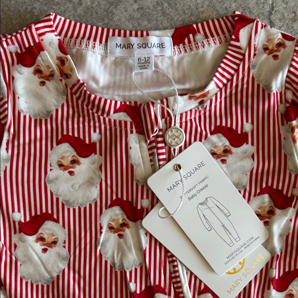 NWT - Mary Square Santa Baby PJ Onesie size 6-12 months - Picture 2 of 5